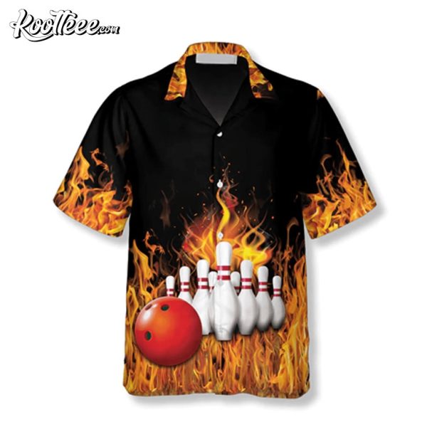 Bowling Flame Ball And Pins Hawaiian Shirt