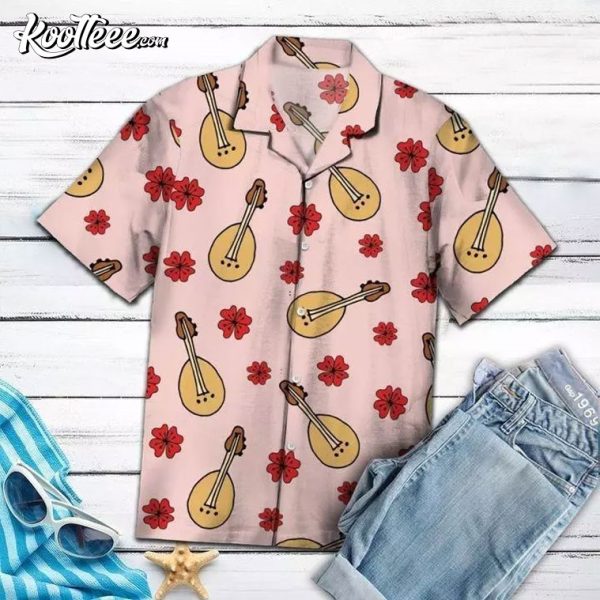 Simple Ukulele Floral Theme Serenade Hawaiian Shirt