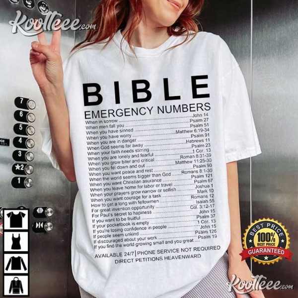 Christian Bible Emergency Numbers T-Shirt
