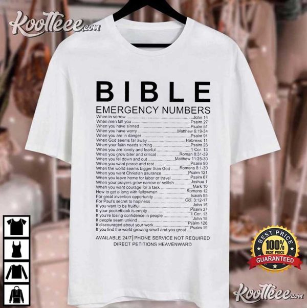 Christian Bible Emergency Numbers T-Shirt