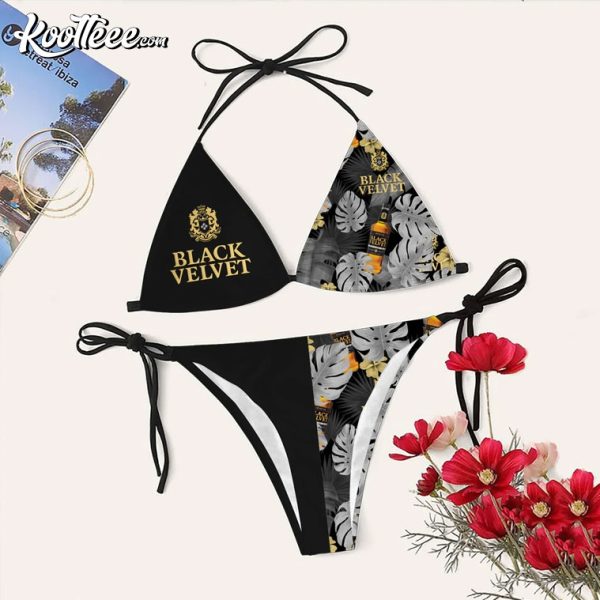 Black Velvet Triangle Beach Bikini Swimsuit