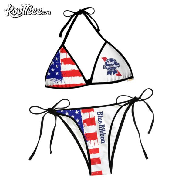 Pabst Blue Ribbon American Flag Beach Bikini Swimsuit