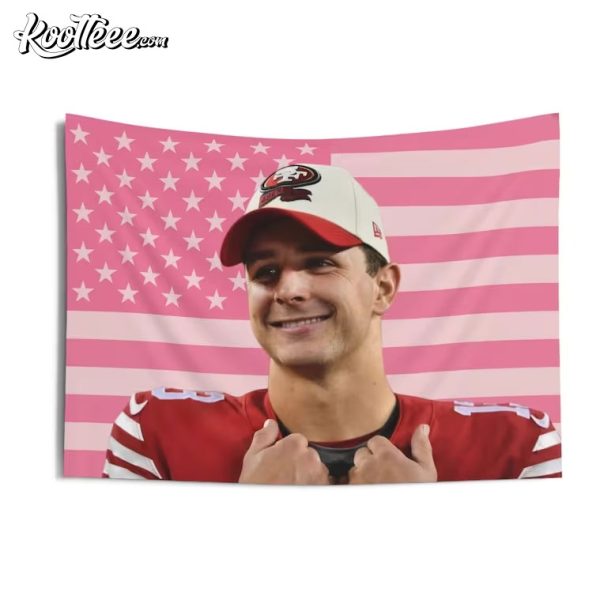 Brock Purdy Pink American Flag Wall Tapestry