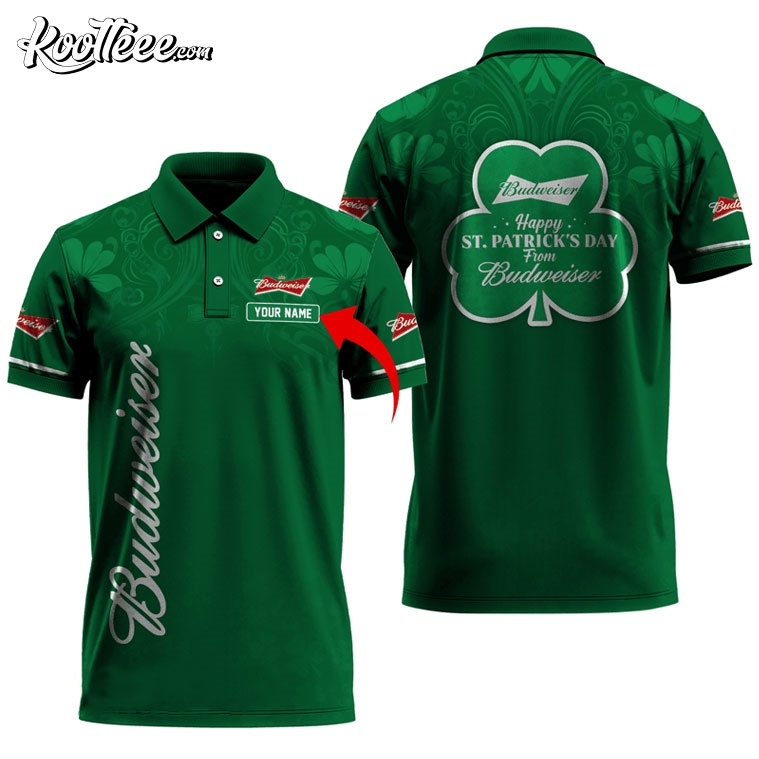 Happy St Patricks Day From Budweiser Beer Personalized Polo Shirt
