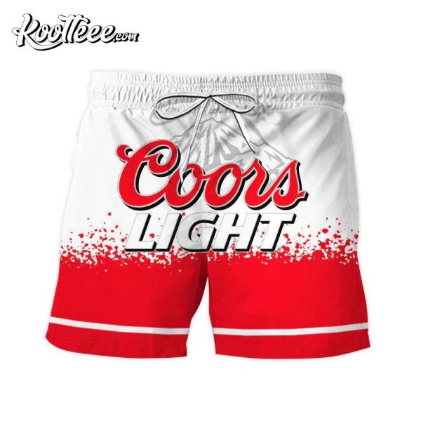Coors Light White Red Basic Hawaiian Shorts