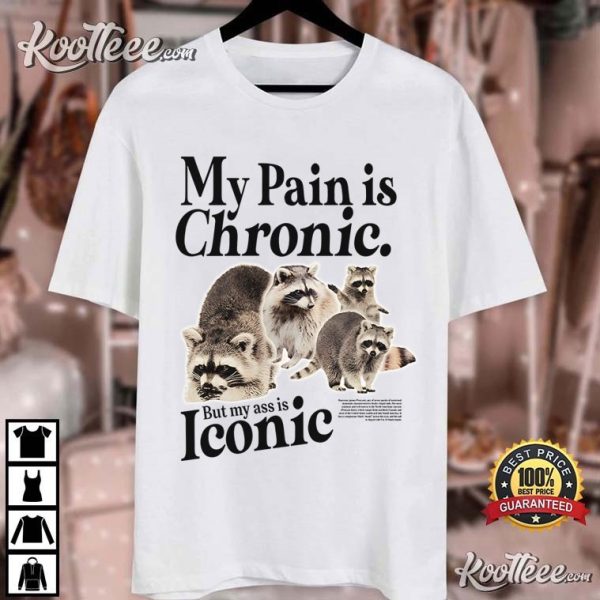 Funny Raccoon My Pain Is Chronic But My Ass Is Iconic T-Shirt