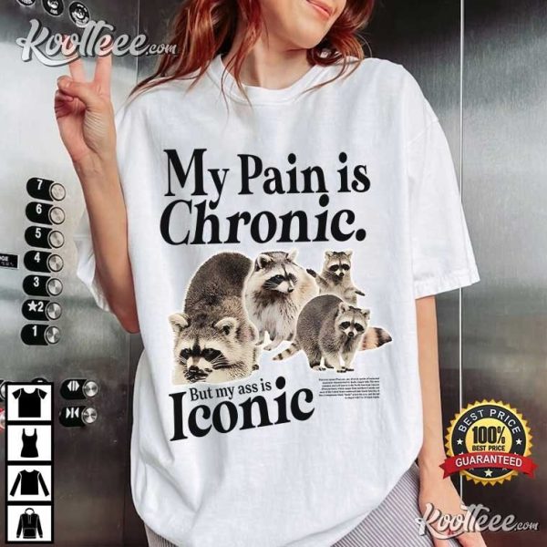 Funny Raccoon My Pain Is Chronic But My Ass Is Iconic T-Shirt