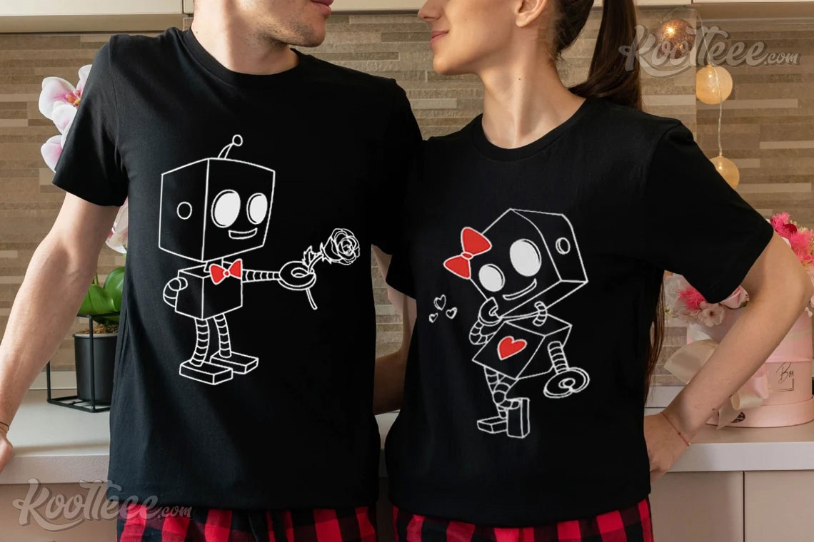 Robot Couple Anniversary Gift Couple Shirts