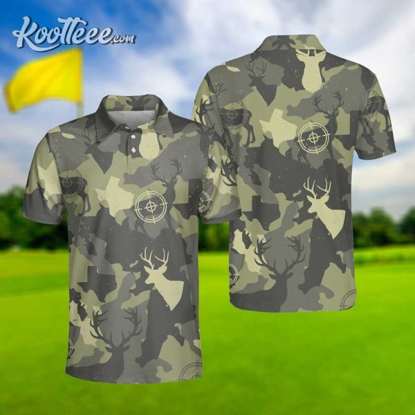 Deer Hunting Texas Golf Polo Shirt