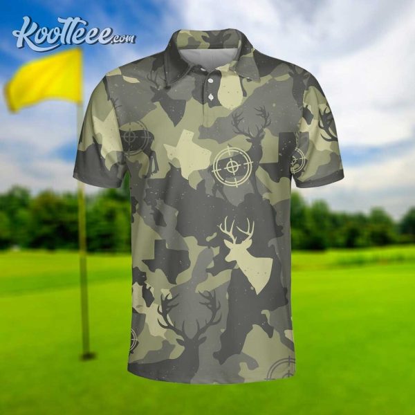 Deer Hunting Texas Golf Polo Shirt