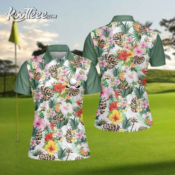 Tropical Flowers Golfer Womens Polo Shirt
