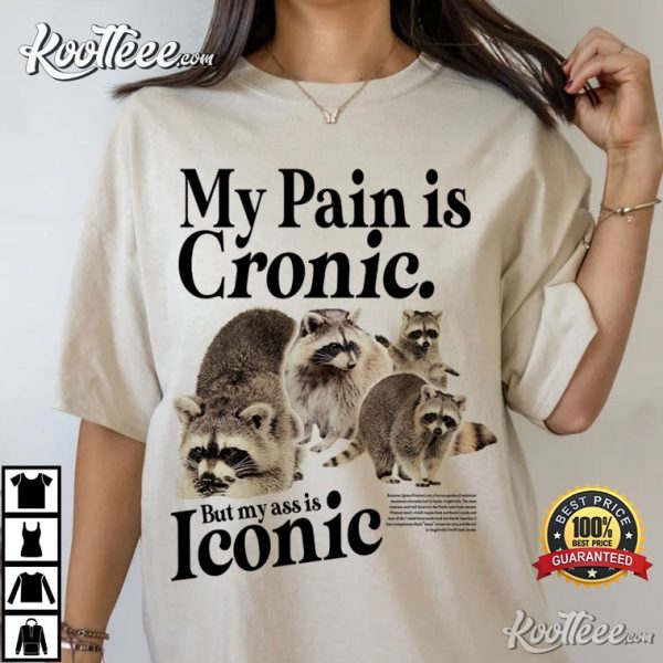 Funny Raccoon My Pain Is Chronic But My Ass Is Iconic T-Shirt