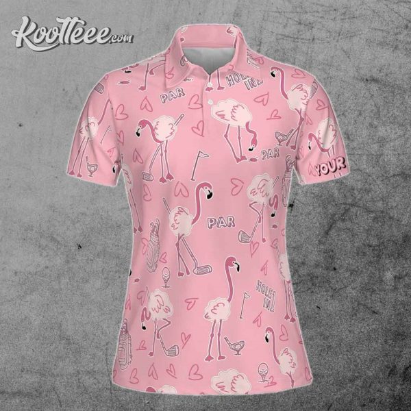 Cute Flamingo Golf Pattern Custom Polo Shirt