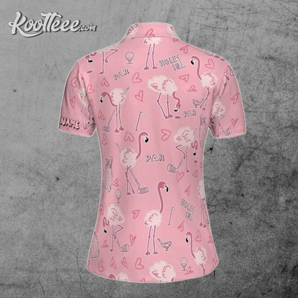 Cute Flamingo Golf Pattern Custom Polo Shirt