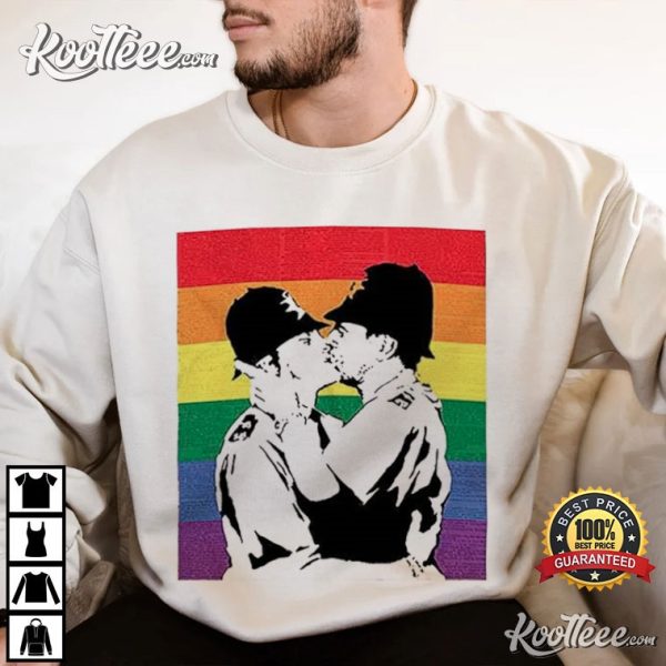 Police Officers Kissing LGBT Pride Gay Rainbow T-Shirt