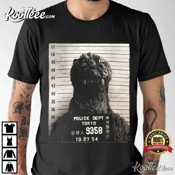 Godzilla King Of The Monsters Mugshot Funny T-Shirt