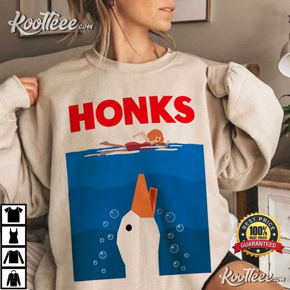 Goose Honks Jaws Duck DnD Funny Meme T-Shirt