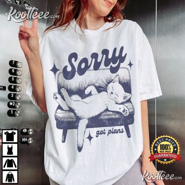 Sorry Got Plans Retro Cat T-Shirt