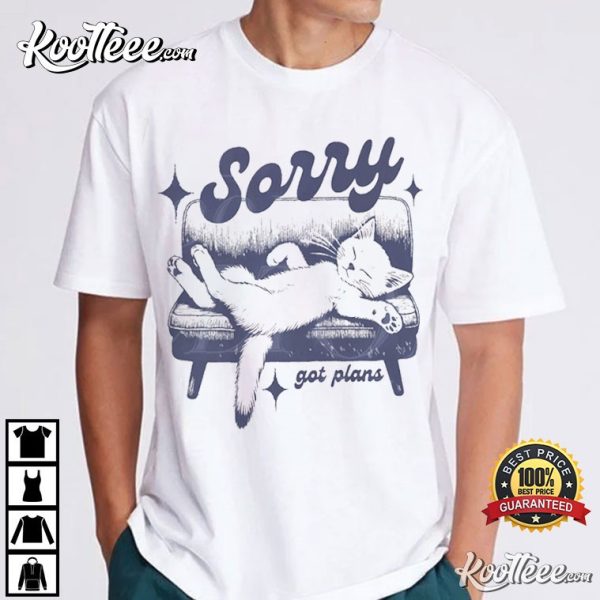 Sorry Got Plans Retro Cat T-Shirt