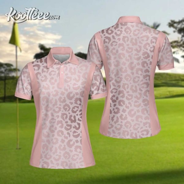 Rose Gold Leopard Womens Polo Shirt