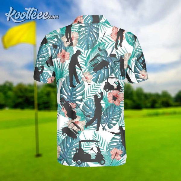 Tropical Golf Flowers And Leaves Polo Shirt