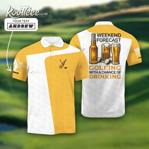 Weekend Forecast Beer And Golf Custom Polo Shirt