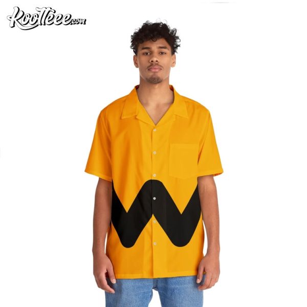 Charlie Brown Peanuts Black Yellow Zigzag Hawaiian Shirt