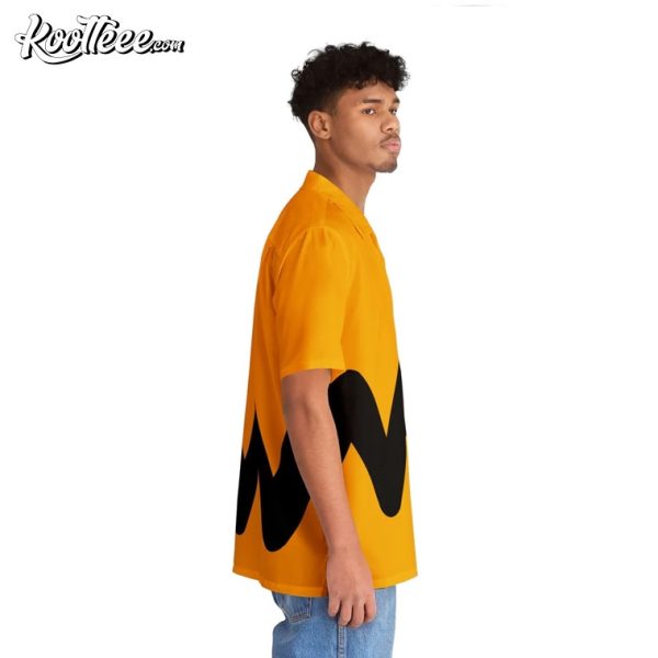Charlie Brown Peanuts Black Yellow Zigzag Hawaiian Shirt