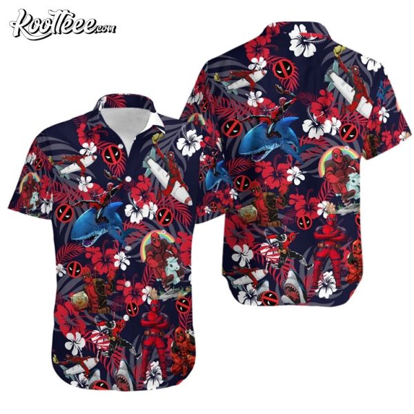 Deadpool Red Hibiscus Hawaiian Shirt