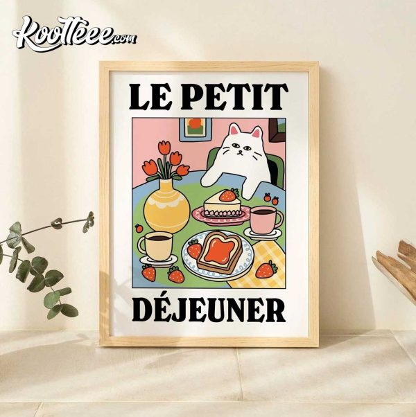 French Cat Le Petit Dejeuner Breakfast Poster