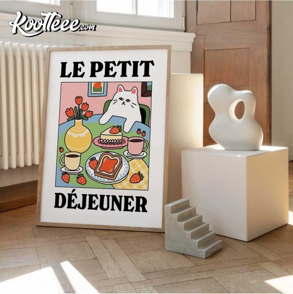 French Cat Le Petit Dejeuner Breakfast Poster