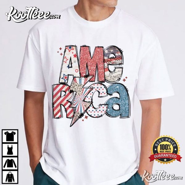 Sparkly America 4th Of July Independence Day T-Shirt
