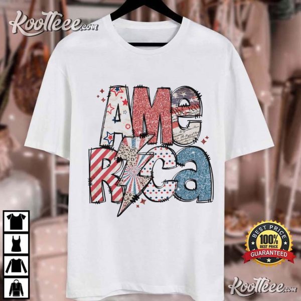 Sparkly America 4th Of July Independence Day T-Shirt
