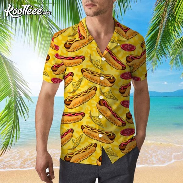 Yellow Hot Dog Hawaiian Shirt