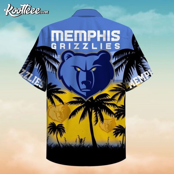 NBA Memphis Grizzlies Blue Yellow Palm Trees Hawaiian Shirt