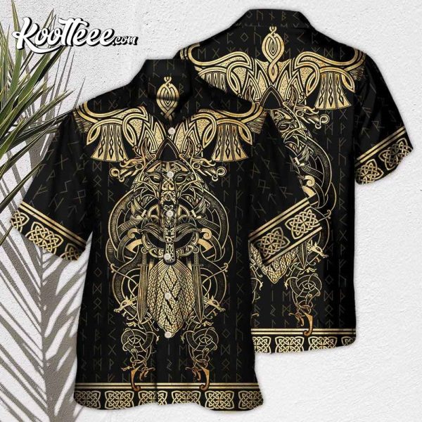 Viking Warrior Yellow Odin’s Raven Hawaiian Shirt