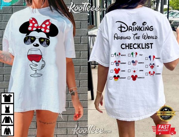 Minnie Wine Epcot Drinking Around The World Checklist T-Shirt