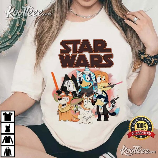 Bluey Family Star Wars Galaxy Wars Cartoon T-Shirt