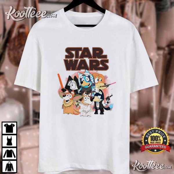 Bluey Family Star Wars Galaxy Wars Cartoon T-Shirt