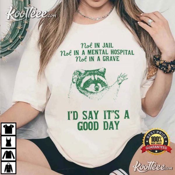 Raccoon Not In Jail Mental Hospital Grave It’s A Good Day T-Shirt
