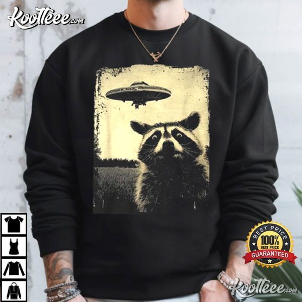 Raccoon UFO Funny Alien Meme T-Shirt