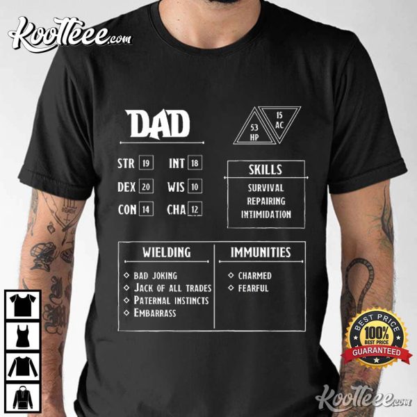 Dad Character Sheet Dungeons And Dragons T-Shirt