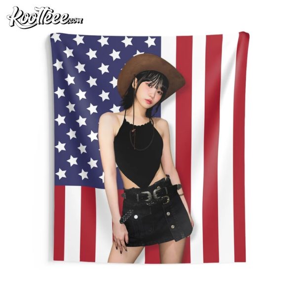 Le Sserafim Chaewon America Flag Wall Tapestry