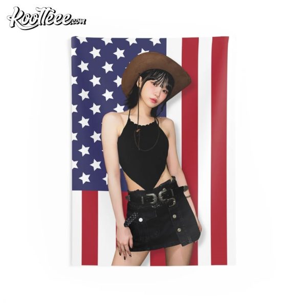 Le Sserafim Chaewon America Flag Wall Tapestry