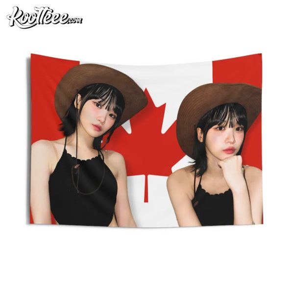 Chaewon Le Sserafim Kpop Canadian Flag Wall Tapestry