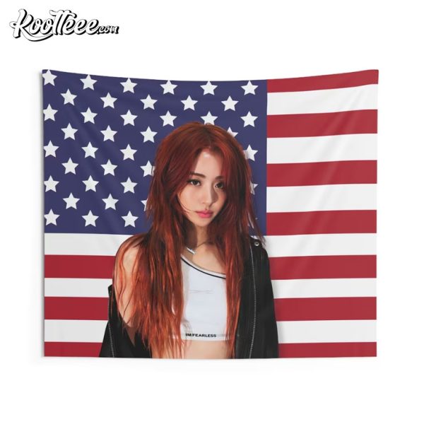 Le Sserafim Yunjin America Flag Wall Tapestry