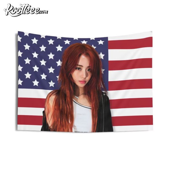 Le Sserafim Yunjin America Flag Wall Tapestry