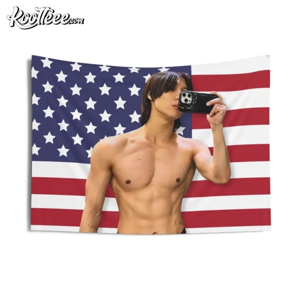 Taemin Shinee Gym Selfie American Flag Wall Tapestry