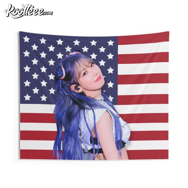 Le Sserafim Sakura American Flag Wall Tapestry