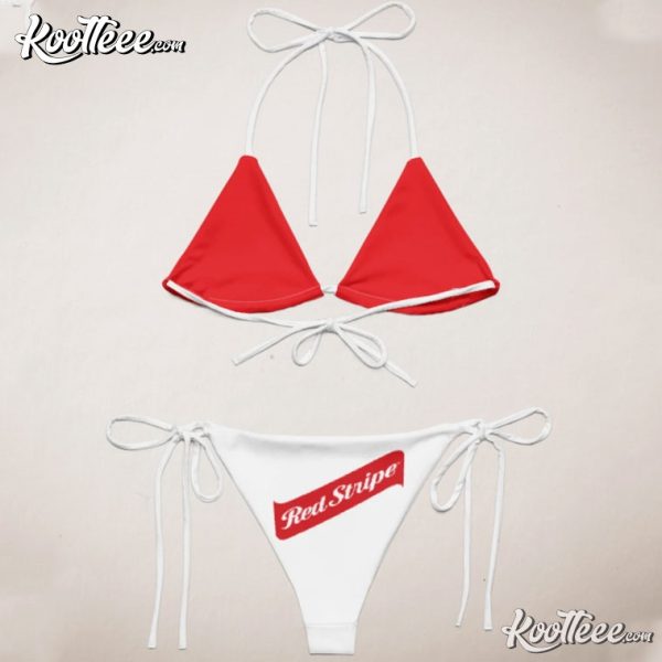 Red Stripe Gift For Jamaican Beer Lovers Bikini Swimsuit